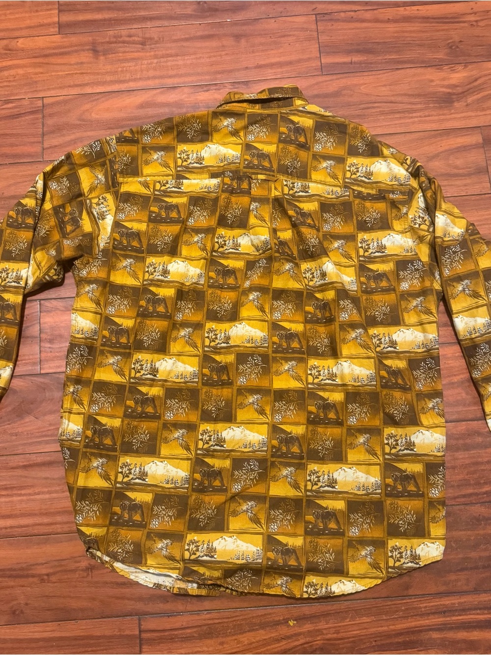 Woolrich Mustard Yellow Scenic Print Button-Down Shirt - Picture 7 of 11